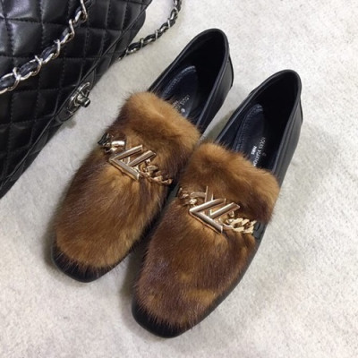 Louis Vuitton 2019 Ladies Leather & Mink Fur Loafer  - 루이비통 2019 여성용 레더 & 밍크퍼 로퍼 LOUS0454, Size (225 - 250),블랙+브라운