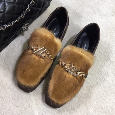 Louis Vuitton 2019 Ladies Canvas & Mink Fur Loafer  - 루이비통 2019 여성용 캔버스 & 밍크퍼 로퍼 LOUS0455, Size (225 - 250),브라운