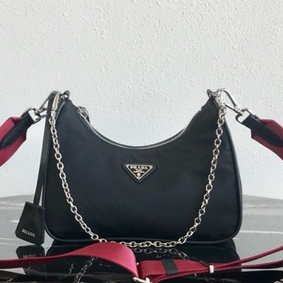 Prada 2019 Nylon Hobo Tote Shoulder Bag,22CM - 프라다 2019 나일론 호보 토트 숄더백,PRAB0101,22cm,블랙