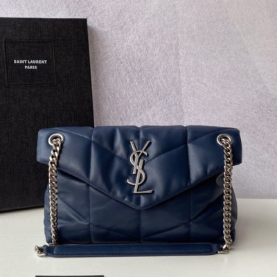 Saint Laurent 2019 Women Lou Lou Puffer Shoulder Cross Bag,29CM - 입생로랑 2019 여성용 루루 푸퍼 숄더 크로스백 577476, SLB0527, 29CM,블루