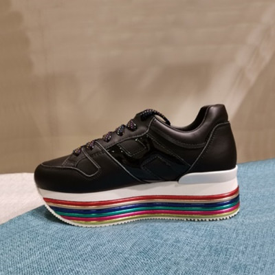 Hogan 2019 Ladies Leather Platform Sneakers - 호간 2019 여성용 레더 플랫폼 스니커즈 HOGS0017.Size(225 - 245).블랙