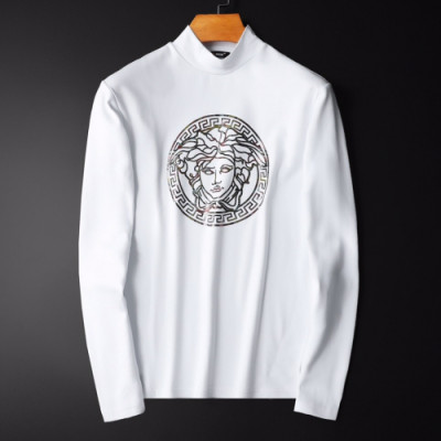 Versace 2019 Mens Medusa Logo Turtle-neck Tshirt - 베르사체 2019 남성 메두사 로고 터틀넥 기모 긴팔티 Ver0406x.Size(m - 3xl).화이트