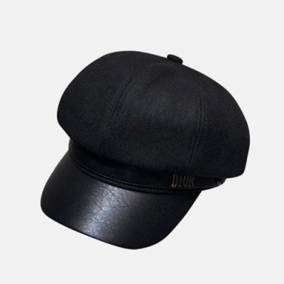 Dior 2019 Ladies Wool & Leather Cap - 디올 2019 여성용 울 & 레더 모자 DIOM0027, 블랙