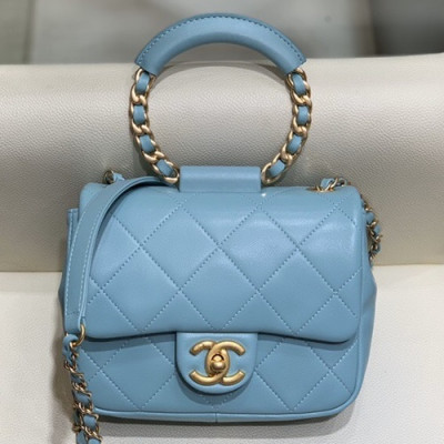 Chanel 2019 Woman Leather Tote Shoulder Bag 18CM - 샤넬 2019 여성용 레더 토트 숄더백,CHAB1340,18CM,스카이블루