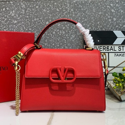 Valentino 2019 Leather Vsling Small Tote Shoudler Bag,25CM - 발렌티노 2019 레더 브이슬링 스몰 토트 숄더백,0025-VTB0909,25CM,레드