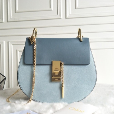 Chole 2019 Drew  Leather Shoulder Bag, 19/23cm -  끌로에 2019 드류 레더 숄더백,CLB0156,19/23cm,스카이블루