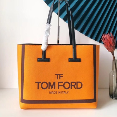 Tom Ford 2019 Denim Large Tote Shoulder Shopper Bag,34cm - 톰 포드 2019 여성용 데님 라지 토트 숄더 쇼퍼백 TFB0017,34cm,오렌지