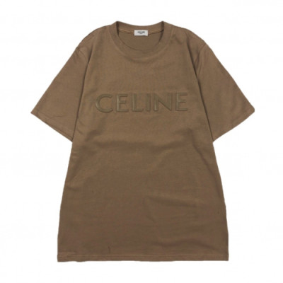 Celine 2019  Mm/Wm Hedi Slimane Logo Cotton Short Sleeved Oversize Tshirt - 셀린느 남자 로고 코튼 오버사이즈 반팔티 Cel0049x.Size(xs - xl).브라운