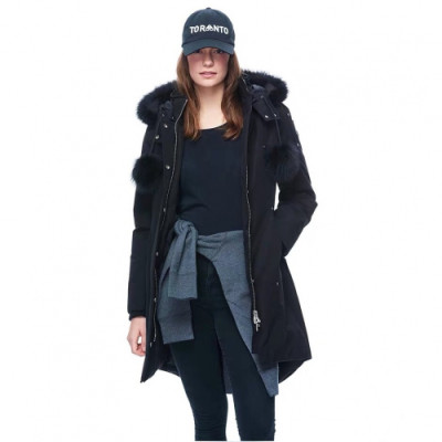 [매장판] Moose Knuckle 2019 Womens Logo Goose Down Parka - 무스너클 2019 여성 로고 구스다운 파카 Moo0091x.Size(s - xl).블랙