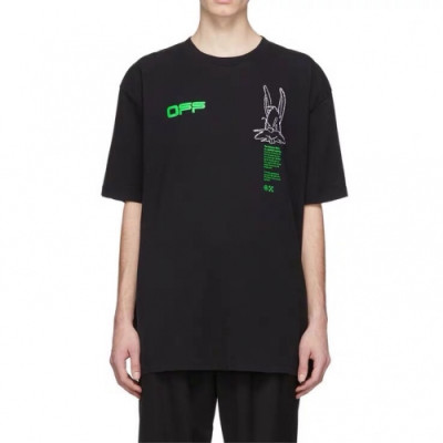 Off-white 2019 Mm/Wm Printing Logo Crew - neck Cotton Short Sleeved Oversize Tshirt - 오프화이트 남자 프린팅 로고 크루넥 코튼 오버사이즈 반팔티 Off0306x.Size(xs - l).블랙