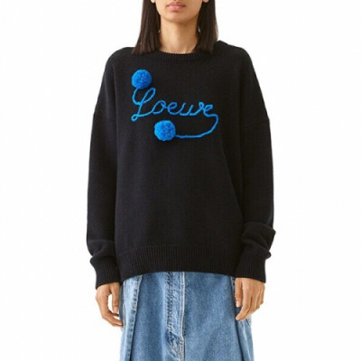 Loewe 2019 Womens Logo Crew-neck  Wool Sweater - 로에베 2019 여성 로고 크루넥 울 스웨터 Loe0138x.Size(s - l).블랙