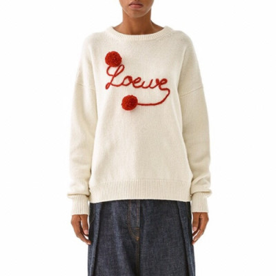 Loewe 2019 Womens Logo Crew-neck  Wool Sweater - 로에베 2019 여성 로고 크루넥 울 스웨터 Loe0139x.Size(s - l).아이보리