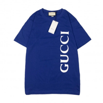 [매장판]Gucci 2019 Mm/Wm Logo Cotton Short Sleeved Tshirts - 구찌 2019 남자 로고 코튼 반팔티 Guc01937x.Size(xs - 2xl).블루