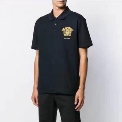 [베르사체]Versace 2019 Mens Logo Cotton Short Sleeved Polo Tshirts - 베르사체 2019 남성 로고 코튼 폴로 반팔티 Ver0462x.Size(m - 3xl).블랙