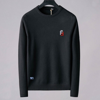 Fendi 2020 Mens Logo Crew-neck Wool Sweaters - 펜디 2020 남성 로고 크루넥 울 스웨터 Fen0508x.Size(m - 3xl).블랙