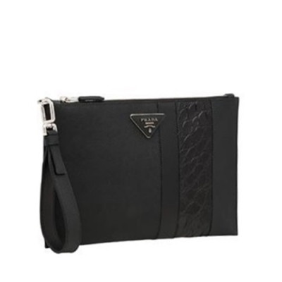 Prada 2019 Mens Clutch Bag,28CM - 프라다  2019 남성용 클러치백 2NG005-46,28CM,블랙