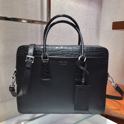 Prada 2019 Saffiano Mens Business Bag,36CM - 프라다 2019 사피아노  남성용 서류가방 2VE368-46 ,36CM,블랙