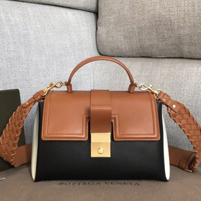 Bottega Veneta 2019 Piazza Large Tote Shoulder Bag,25cm - 보테가 베네타 2019 피아짜 라지 토트 숄더백, 567209,BVB0508,25cm,블랙+브라운