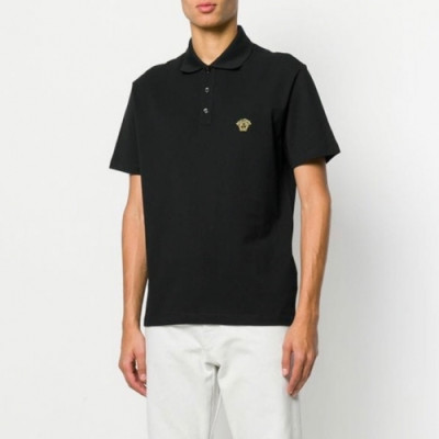 [베르사체]Versace 2020 Mens Logo Silket Short Sleeved Polo Tshirts - 베르사체 2020 남성 로고 실켓 폴로 반팔티 Ver0487x.Size(s - 3xl)블랙