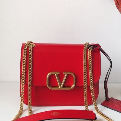 Valentino 2019 Leather Garavani Vsling Shoudler Cross Bag,21CM - 발렌티노 2019 레더 가라바니 브이슬링 숄더 크로스백,VTB0933,21CM,레드