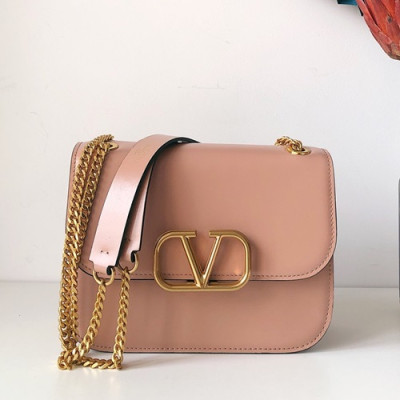 Valentino 2019 Leather Garavani Vsling Shoudler Cross Bag,21CM - 발렌티노 2019 레더 가라바니 브이슬링 숄더 크로스백,VTB0935,21CM,베이지핑크