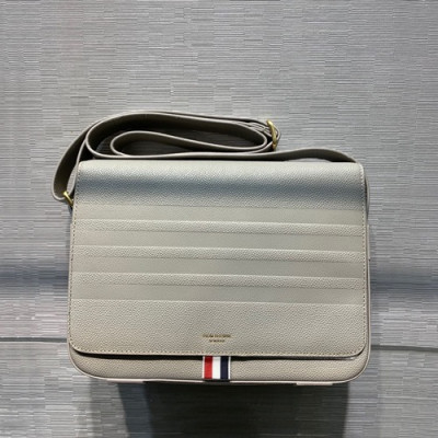 Thom Brown 2019 Leather Shoulder Bag ,27CM - 톰브라운 2019 레더 남성용 숄더백, THOB0085,27CM,그레이