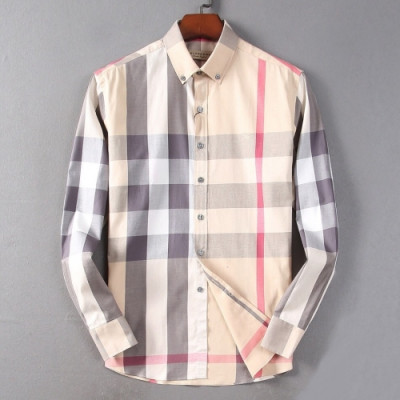 [버버리]Burberry 2020 Mens Classic Casual Cotton Check Tshirts - 버버리 2020 남성 클래식 캐쥬얼 코튼 체크 셔츠 Bur01961x.Size(m - 3xl).베이지