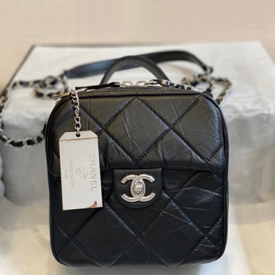 Chanel 2019 Leather Chain Tote Shoulder Cross Bag,17CM - 샤넬 2019 여성용 레더 체인 토트 숄더 크로스백,CHAB1401,17CM,블랙