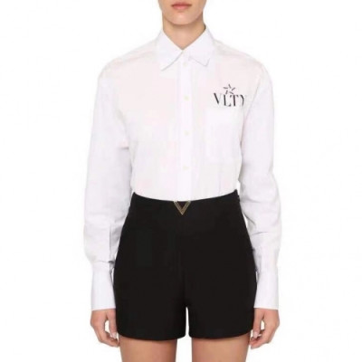 Valentino 2020 Womens Logo Slim Fit Cotton Shirts - 발렌티노 2020 여성 로고 슬림핏 코튼 셔츠 Val0312x.Size(s - l).화이트