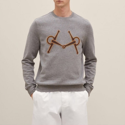 Hermes 2020 Mens Crew-neck Casual Cotton Tshirts- 에르메스 2020 남성 크루넥 캐쥬얼 코튼 기모 긴팔티 Her0380x.Size(m - 2xl).그레이