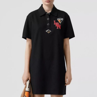 [버버리]Burberry 2020 Womens Logo Cotton One-pieces - 버버리 2020 여성 로고 코튼 원피스 Bur01980x.Size(s - 2xl).블랙