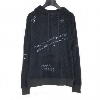 [루이비통]Louis vuitton 2020 Mm/Wm Logo Velvet Hoodie - 루이비통 2020 남자 로고 벨벳 후디 Lou01681x.Size(m - 3xl).블랙