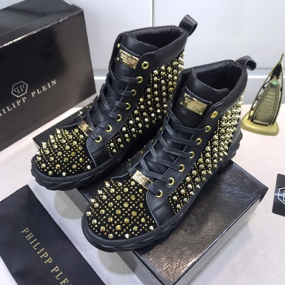 Philipp plein 2020 Mens Leather Sneakers  - 필립플레인 2020 남성용 레더 스니커즈 PPS0190,Size(240 - 270).블랙