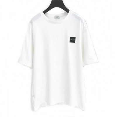 Celine 2019  Mm/Wm Hedi Slimane Logo Cotton Short Sleeved Oversize Tshirt - 셀린느 남자 로고 코튼 오버사이즈 반팔티 Cel0058x.Size(s - l).화이트