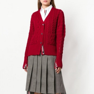 Thom Browne 2020 Womens Classic V-neck Wool Cardigan - 톰브라운 2020 여성 클래식 브이넥 울 가디건 Thom0575x.Size(s - l).레드