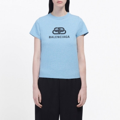 [발렌시아가]Balenciaga 2020 Womens Logo Cotton Short Sleeved Tshirts - 발렌시아가 2020 여성 로고 코튼 오버사이즈 반팔티 Bal0563x.Size(s - l).블루