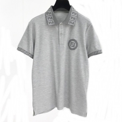 [펜디]Fendi 2020 Mens Logo Casual Cotton Polo Short Sleeved Tshirts - 펜디 2020 남성 로고 캐쥬얼 코튼 폴로 반팔티 Fen0608x.Size(m - 2xl).그레이