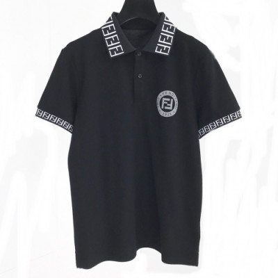 [펜디]Fendi 2020 Mens Logo Casual Cotton Polo Short Sleeved Tshirts - 펜디 2020 남성 로고 캐쥬얼 코튼 폴로 반팔티 Fen0610x.Size(m - 2xl).블랙