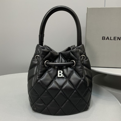 Balenciaga 2020 Leather Bucket Tote Shoulder Bag,21CM - 발렌시아가 2020 레더 버킷 토트 숄더백,BGB0541,21CM,블랙