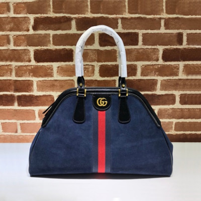 Gucci 2020 Large Re Belle Suede Top Handle Tote Bag,51CM - 구찌 2020 라지 르벨 스웨이드 탑핸들 토트백 515937 ,GUB0993 ,51cm,네이비