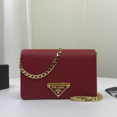 Prada 2020 Leather Chain Shoulder Cross  Bag  ,18CM - 프라다 2020 레더 체인 숄더 크로스백 ,1BP006-1,18CM,레드