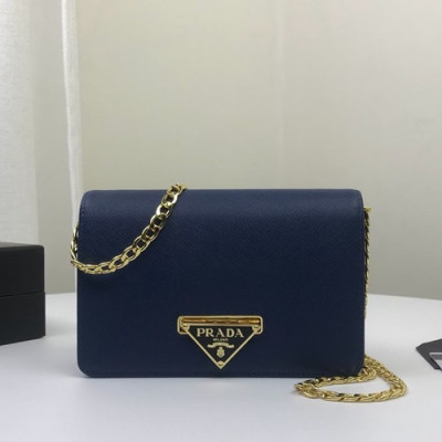 Prada 2020 Leather Chain Shoulder Cross  Bag  ,18CM - 프라다 2020 레더 체인 숄더 크로스백 ,1BP006-2,18CM,블루