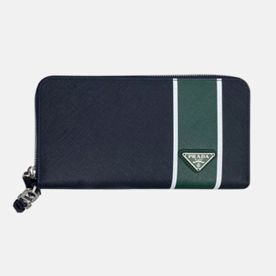 Prada 2020 Saffiano Mens Zip Round Wallet, 2ML028 - 프라다 2020 사피아노 남성용 지퍼 라운드 장지갑,PRAW0172,20CM.네이비그린