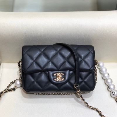 Chanel 2020 Leather Chain Cross Bag,18CM - 샤넬 2020 레더 체인 크로스백,CHAB1414,18CM,블랙