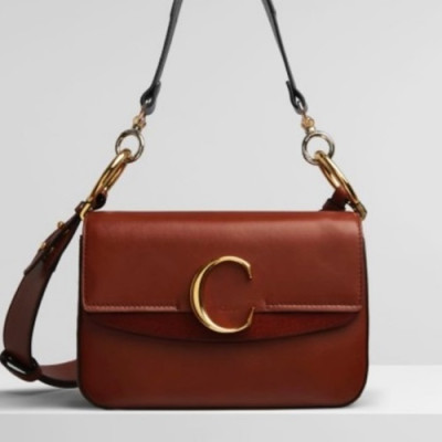 Chole 2020 C Leather Tote Shoulder Bag, 24cm -  끌로에 2020 C 레더 토트 숄더백,CLB0179,24cm,브라운