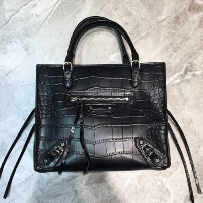 Balenciaga 2020 Leather Tote Shoulder Bag,22CM - 발렌시아가 2020 레더 토트 숄더백,BGB0559,22CM,블랙