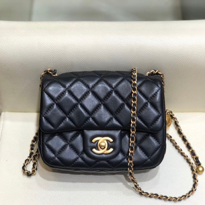 Chanel 2020 Leather Chain Cross Bag,18CM - 샤넬 2020 레더 체인 크로스백,CHAB1420,18CM,블랙