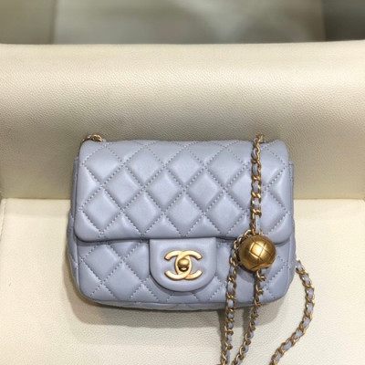 Chanel 2020 Leather Chain Cross Bag,18CM - 샤넬 2020 레더 체인 크로스백,CHAB1421,18CM,그레이