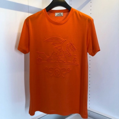 Hermes 2020 Mens Crew-neck Silket Short Sleeved Tshirts - 에르메스 2020 남성 크루넥 실켓 반팔티 Her0438x.Size(m - 2xl).오렌지