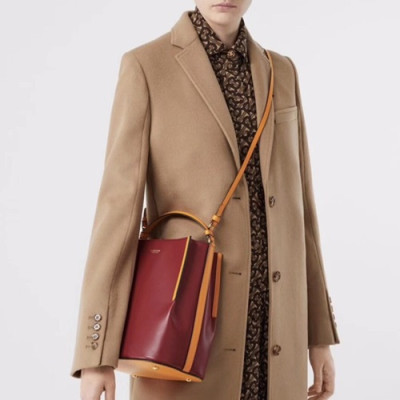 Burberry 2020  Leather Bucket Tote Shoulder Bag, 25cm - 버버리 2020 여성용 레더 버킷 토트 숄더백 ,BURB0473,25cm,레드